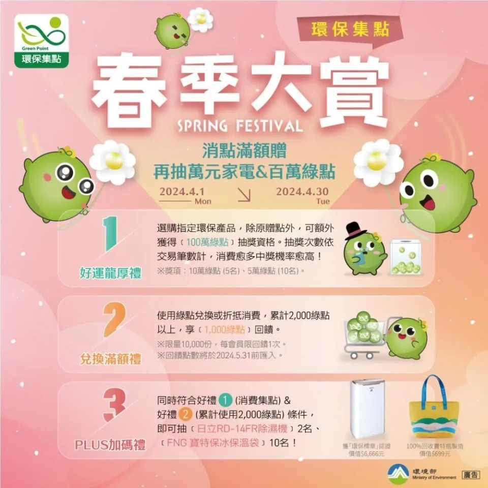 環境部集點春季大賞好禮三重送